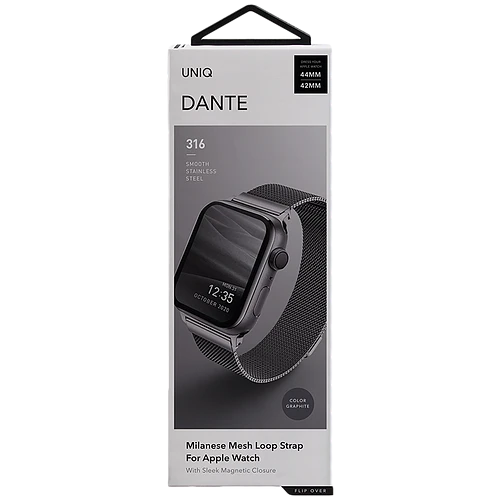 Ремешок Uniq для Apple Watch 45/44/42 mm Dante Strap Mesh Steel Graphite
