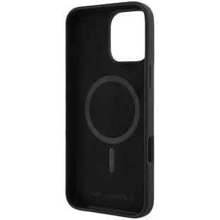 Lagerfeld для iPhone 16 Pro Max чехол Liquid Silicone NFT Choupette Head Hard Black (MagSafe)