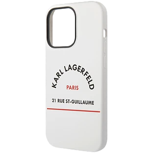 Lagerfeld для iPhone 14 Pro чехол Liquid silicone RSG logo Hard White/Orange (MagSafe)