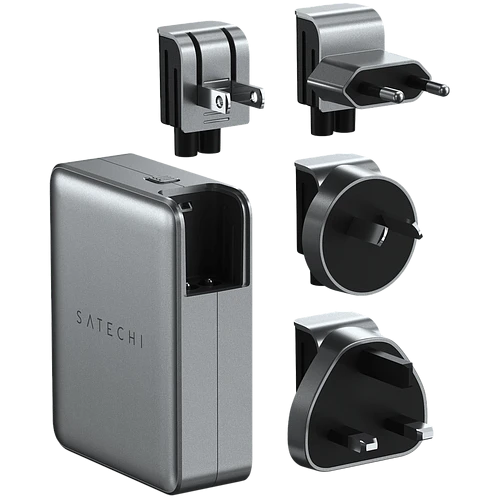Сетевое зарядное устройство Satechi 145W USB-C 4-Port GAN Travel Charger. Цвет: серый космос