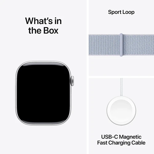 Apple Watch Series 10 GPS 42mm Silver Aluminum Case with Blue Cloud Sport Loop