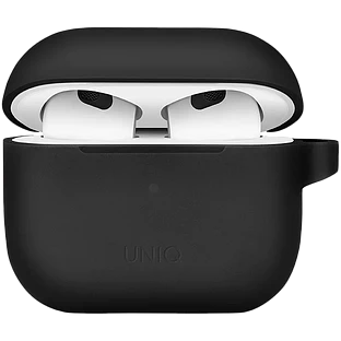 Чехол Uniq для Airpods 3 Vencer Silicone case +carabin and strap Dark grey
