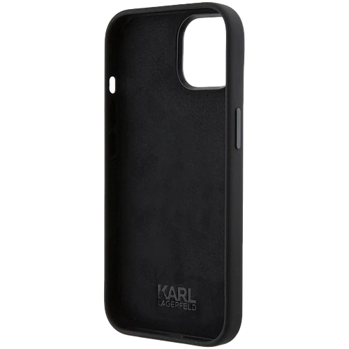 Lagerfeld для iPhone 15 чехол Liquid Silicone NFT Karl & Choupette heads Hard Black