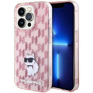 Lagerfeld для iPhone 15 Pro чехол PC/TPU Monogram NFT Choupette Hard Pink