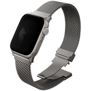 Uniq для Apple Watch 49/46/45/44 mm ремешок Dante PRO Strap Mesh Steel Titanium Silver