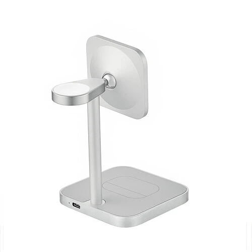 Беспроводное зарядное устройство uBear Evoke, 3-в-1, MagSafe совместимое, Qi2, цвет: серебро