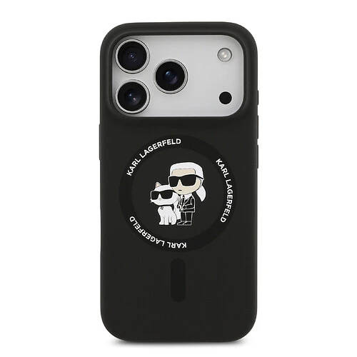 Чехол KARL LAGERFELD для iPhone 17 Pro Max Liquid Silicone NFT Karl & Choupette Hard Black (MagSafe)