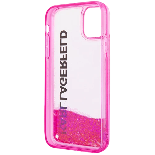 Lagerfeld для iPhone 11 чехол Liquid Glitter Elongated logo Hard Translucent pink