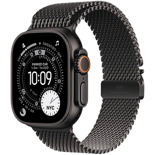Apple Watch Ultra 3, GPS + Cellular, 49mm, Black Titanium Case with Black Titanium Milanese Loop - S