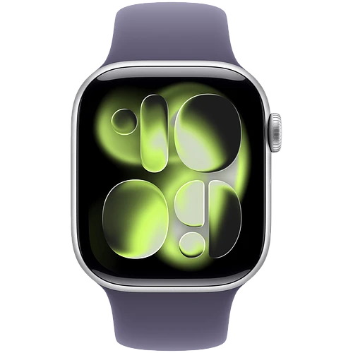 Apple Watch Series 11, GPS, 46mm, Silver Aluminium Case with Purple Fog Sport Band - M/L
