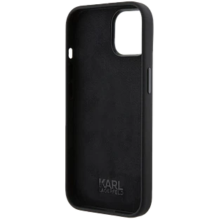 Lagerfeld для iPhone 15 чехол Liquid Silicone NFT Karl & Choupette heads Hard Black