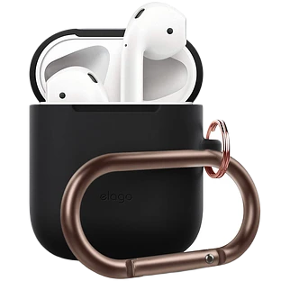 Чехол ELAGO Silicone Hang Case  Чёрный для AirPods (Gen1/2)