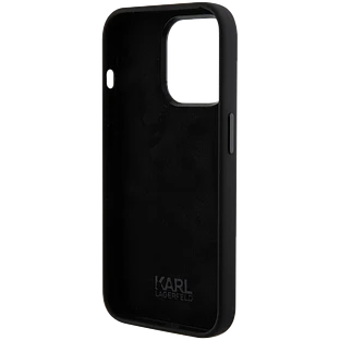 Lagerfeld для iPhone 15 Pro чехол Liquid silicone NFT Choupette metal pin Hard Black