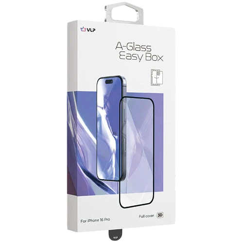 Стекло защитное 3D VLP Easy Box для iPhone 16 Pro с черной рамкой