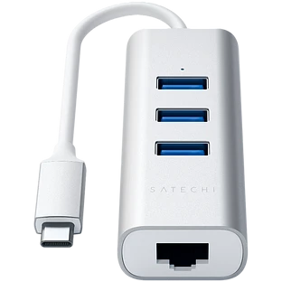 Хаб Satechi Type-C 2-in-1 USB Hub with Ethernet, Silver