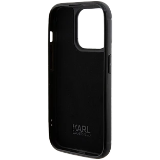 Чехол LAGERFELD Diamond Rhinestone Metal logo Hard Чёрный для iPhone 15 Pro