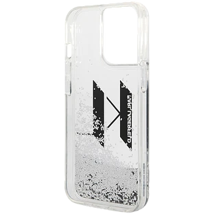 Lagerfeld для iPhone 14 Pro чехол Liquid Glitter Big KL logo Hard Silver