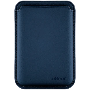 Магнитный кардхолдер uBear Leather Shell, натуральная кожа, синий