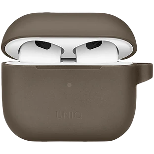 Чехол Uniq для Airpods 3 Vencer Silicone case +carabin and strap Beige