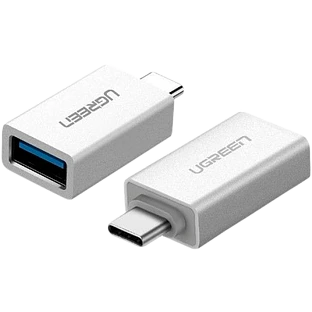Переходник UGREEN US173-30155, Type C (M) to USB-A 3.0 (F), 5 Gb/s, пластиковый, White