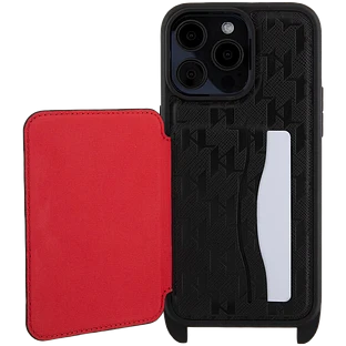 Чехол LAGERFELD Crossbody cardslot PU Monogram Plate logo Hard Чёрный для iPhone 15 Pro Max