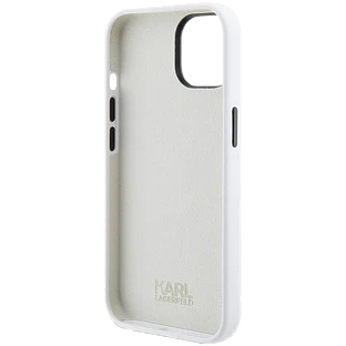 Lagerfeld для iPhone 15 чехол Liquid Silicone NFT Karl & Choupette heads Hard White