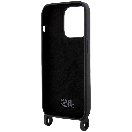 Чехол LAGERFELD Crossbody Liquid silicone NFT Choupette +Strap Hard Чёрный для iPhone 15 Pro Max