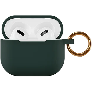 Чехол силиконовый VLP для AirPods 3 (2021),с кольцом, Soft Touch, темно-зеленый