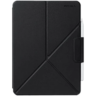 Обложка Smart Folio PITAKA MagEZ Folio с MagSafe Чёрная для iPad Air (4-го поколения)/Air (5-го поколения)/Pro 12,9 дюйма (3-го, 4-го и 5-го поколения)/Pro 12.9-inch (6th поколение)