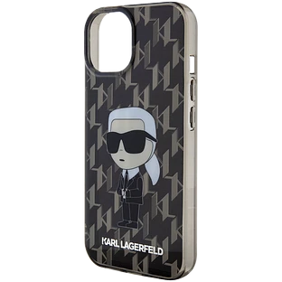 Lagerfeld для iPhone 15 чехол PC/TPU Monogram NFT Karl Ikonik Hard Black