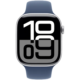 Apple Watch Series 10 GPS 42mm Silver Aluminum Case with Denim Sport Band - S/M
