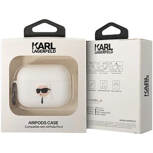 Lagerfeld для Airpods Pro 2 чехол Silicone case with ring NFT 3D Karl White