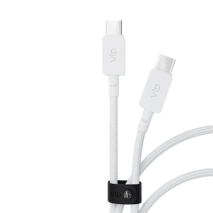 Дата-кабель VLP Nylon Cable USB C - USB C, 100W, 2м, белый