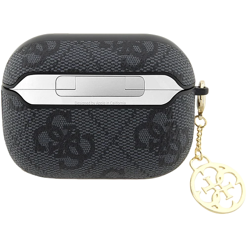 Guess для Airpods Pro 2 чехол PU leather 4G with metal logo and Charm Black