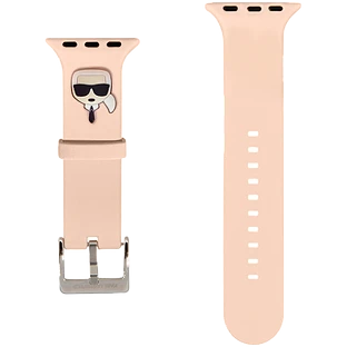 Lagerfeld для Apple Watch 45/44/42 mm ремешок Silicone Karl head Pink