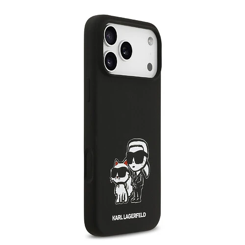 Чехол KARL LAGERFELD для iPhone 17 Pro Liquid Silicone Sketch Karl & Choupette Hard Black (MagSafe)