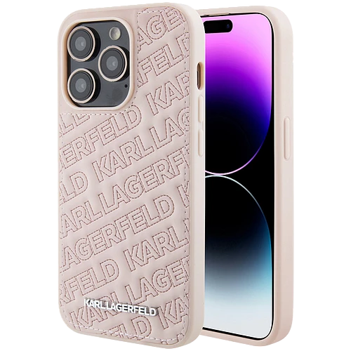 Чехол LAGERFELD Quilted Logo pattern Hard Розовый для iPhone 15 Pro