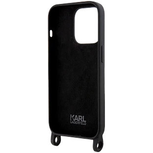 Чехол LAGERFELD Crossbody Liquid silicone NFT Choupette +Strap Hard Чёрный для iPhone 15 Pro Max