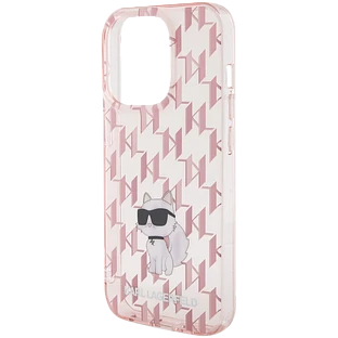 Lagerfeld для iPhone 15 Pro чехол PC/TPU Monogram NFT Choupette Hard Pink