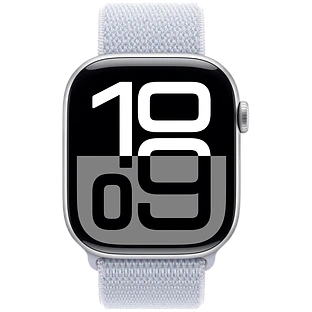 Apple Watch Series 10 GPS  Голубое облако спортивный ремешок, 46мм, Серебристый