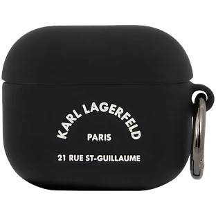 Чехол LAGERFELD Silicone case with ring RSG logo  Чёрный для AirPods (Gen3)