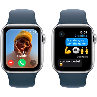 Apple Watch SE 2 (2023) GPS 40mm Silver Aluminum Case with Storm Blue Sport Band - M/L