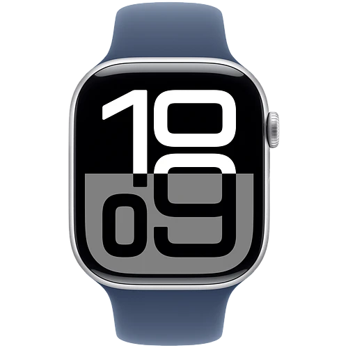 Apple Watch Series 10 GPS 42mm Silver Aluminum Case with Denim Sport Band - M/L