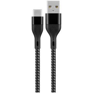 Зарядный кабель Rocket Urban USB-A/USB-C, 1м, нейлоновая оплётка, цвет: чёрно-серый