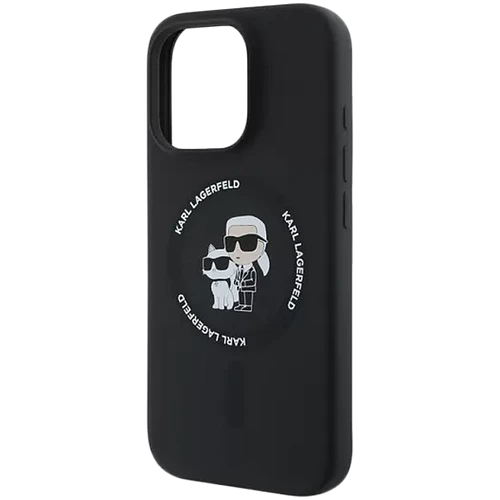 Lagerfeld для iPhone 16 Pro Max чехол Liquid Silicone NFT Karl & Choupette Hard Black (MagSafe)