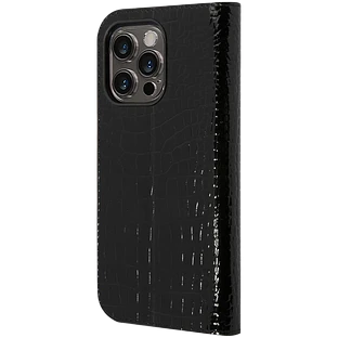 Guess для iPhone 14 Pro чехол PU Croco Metal logo Booktype Black