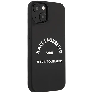 Чехол Lagerfeld для iPhone 13 Liquid silicone RSG logo Hard Black