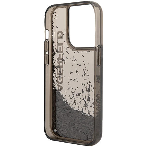 Lagerfeld для iPhone 14 Pro Max чехол Liquid Glitter Elongated logo Hard Translucent black
