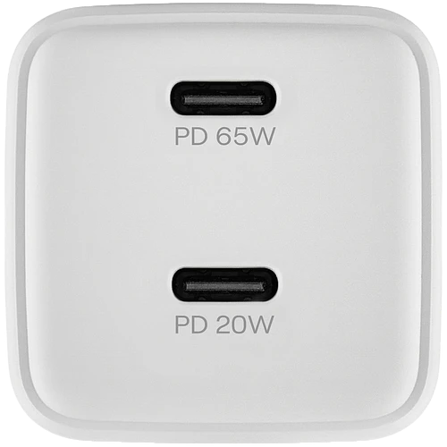 Cетевое зарядное устройство uBear Bridge USB-C, 65 Вт, GaN + Super Fast Charging, белый