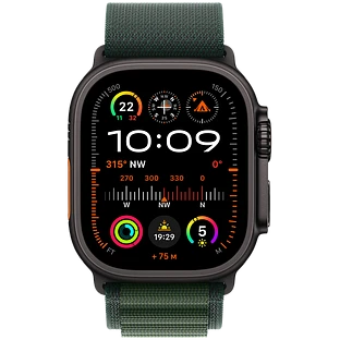 Apple Watch Ultra 2 2024 GPS + Cellular 49mm Black Titanium Case with Dark Green Alpine Loop - L